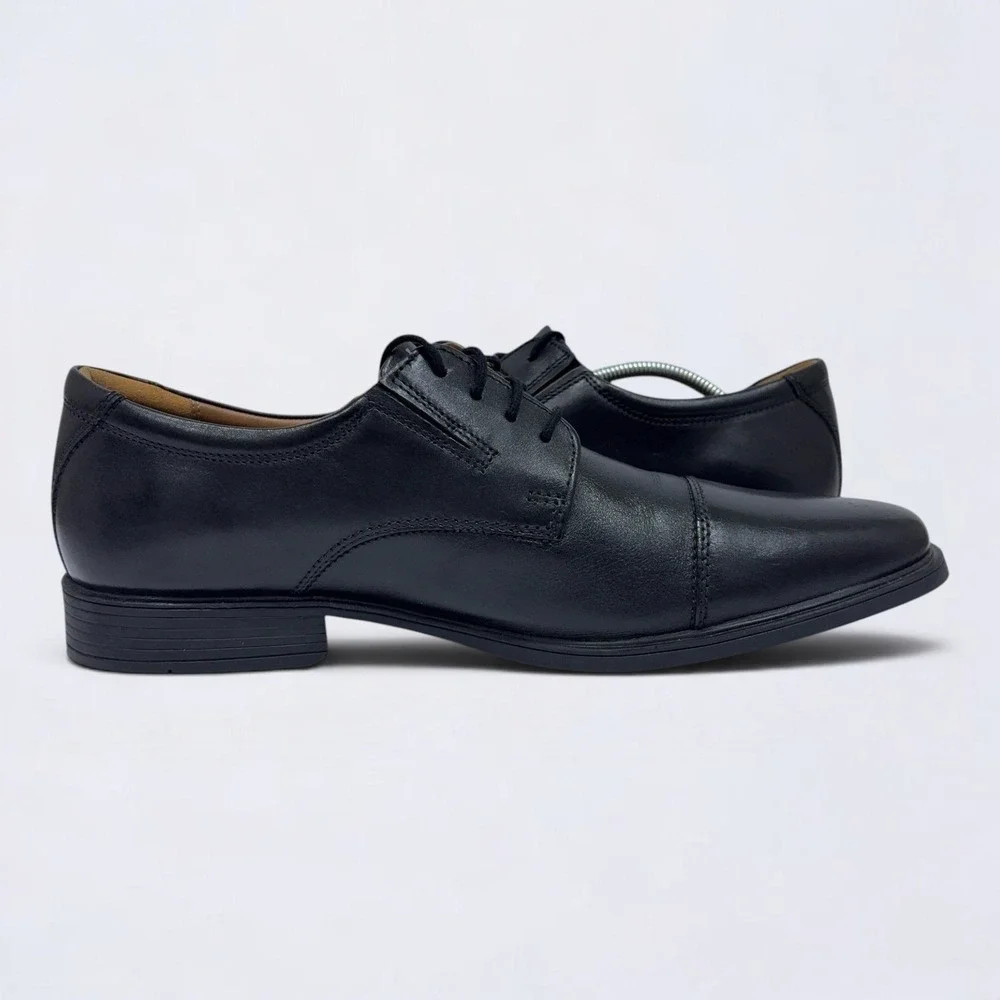 Clarks Men's Tilden Cap Oxford Dress Shoes Men's Size 13 M Black Leather Derby